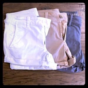 Bundle of 3 American Eagle Shorts-white/tan/grey